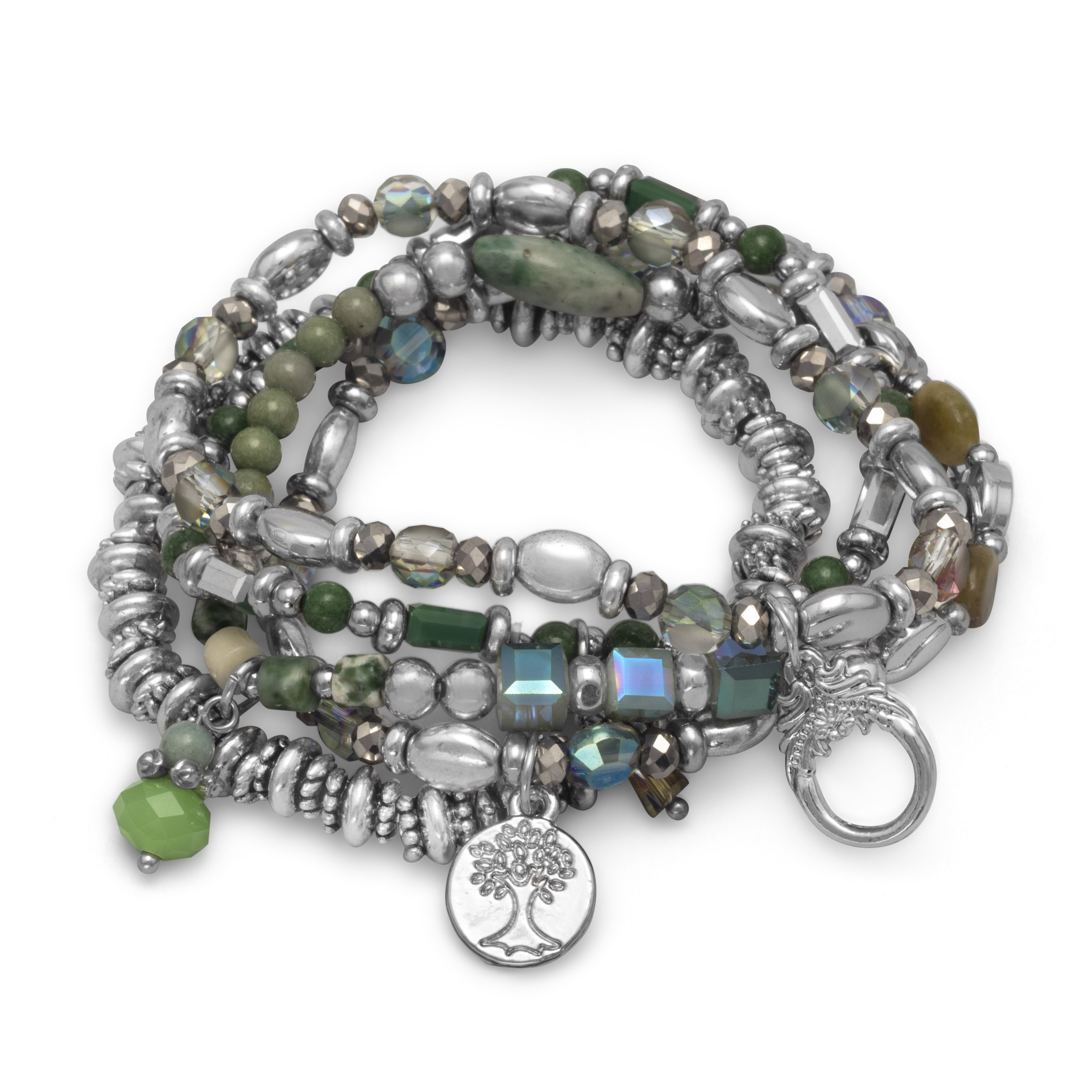 Set of 5 Multi-charm Stretch Bracelet | Amazing Grace Accessories